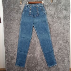 Rockies Vintage 80s Metal Button Fly Closure High Waisted Long Rodeo Sz 28